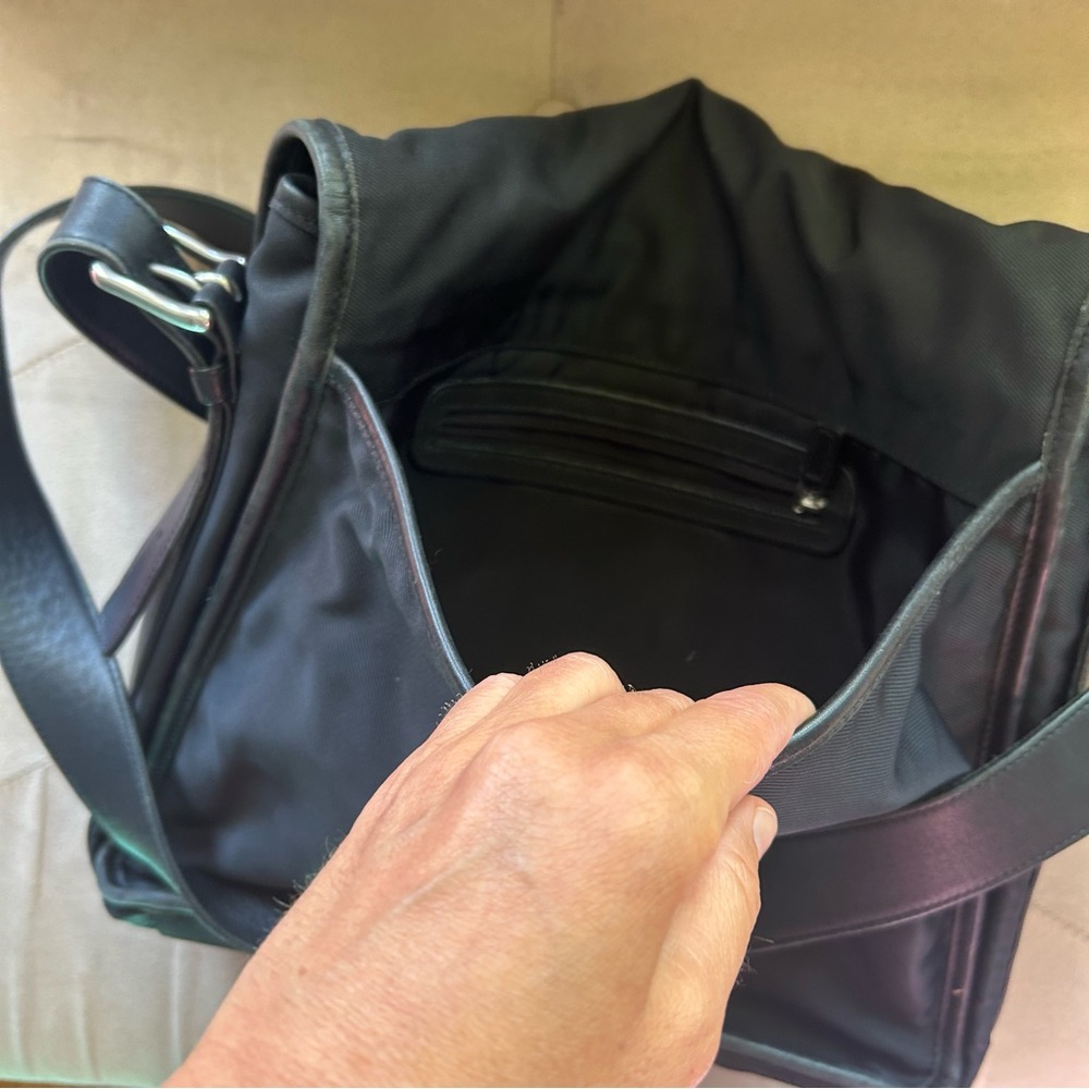 COACH Vintage Messenger Portfolio Bag Black Nylon Canvas Leather Flap Vintage - Picture 7 of 13